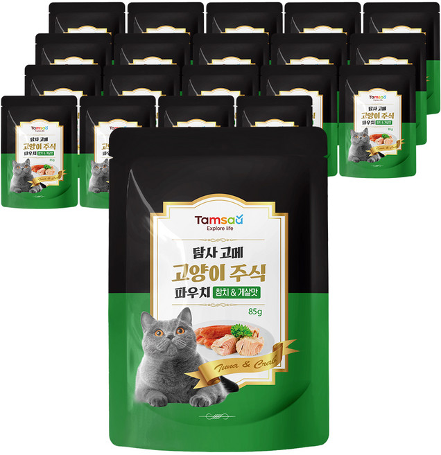 탐사 고양이 고메 주식 파우치, 참치+게살, 85g, 20개
