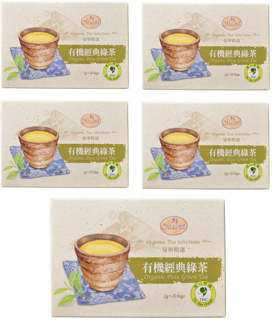 Magnet 曼寧 有機經典綠茶, 2g, 20包, 5盒
