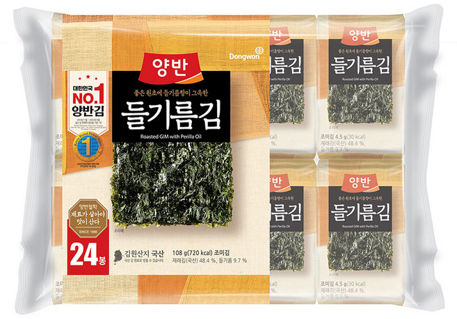 양반 들기름 도시락김, 4.5g, 24개