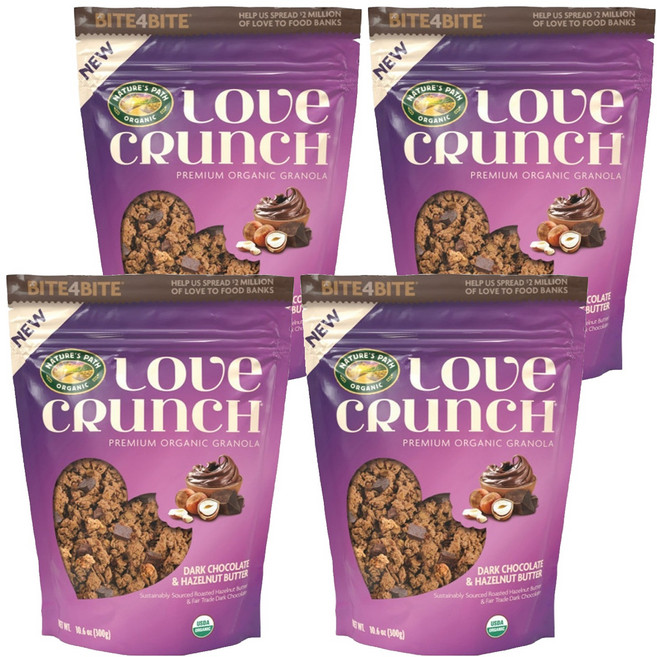 네이쳐스패스 러브 크런치 다크 초코 헤이즐넛 버터 그래놀라, 300g, 4개