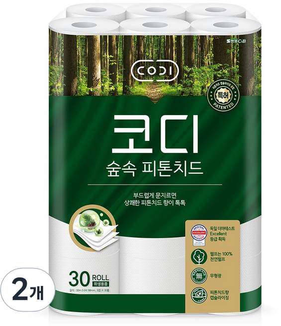 코디 숲속 피톤치드 롤화장지, 30m, 30롤, 2팩