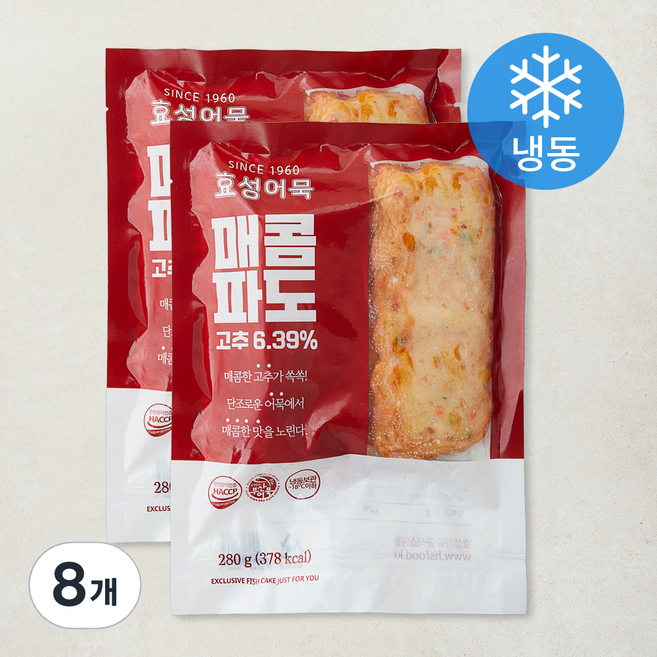 효성어묵 매콤파도 (냉동), 280g, 8개