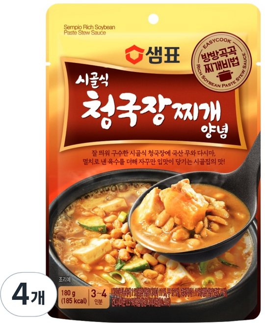 샘표 시골식 청국장찌개 양념, 180g, 4개