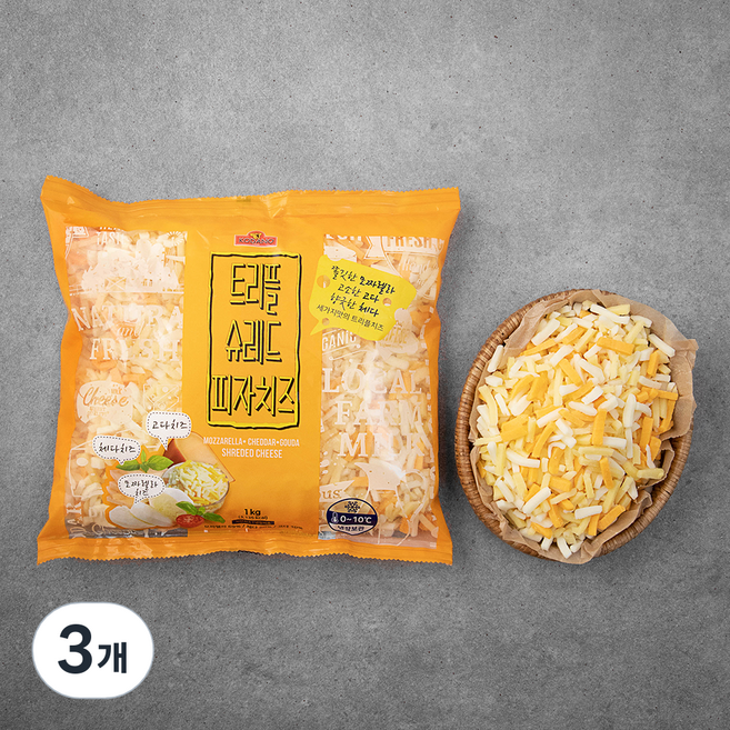 코다노 트리플 슈레드 피자치즈, 1kg, 1개입, 3개