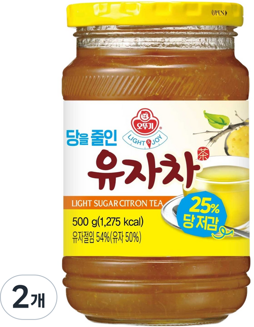오뚜기 라이트 앤 조이 당을줄인 유자차, 500g, 1개입, 2개