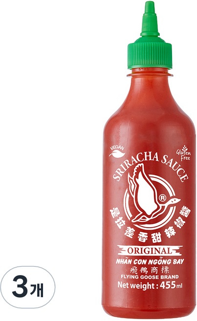 플라잉구스 스리라차 핫칠리 소스, 455ml, 3개