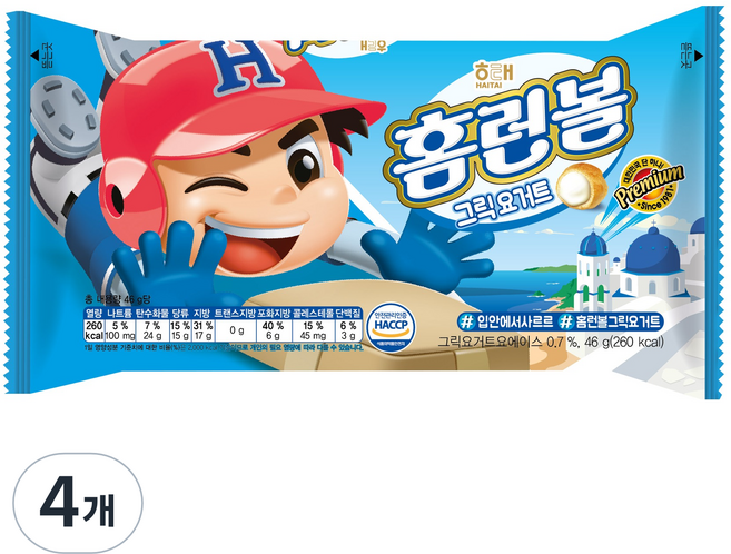 해태제과 홈런볼 그릭요거트, 46g, 4개