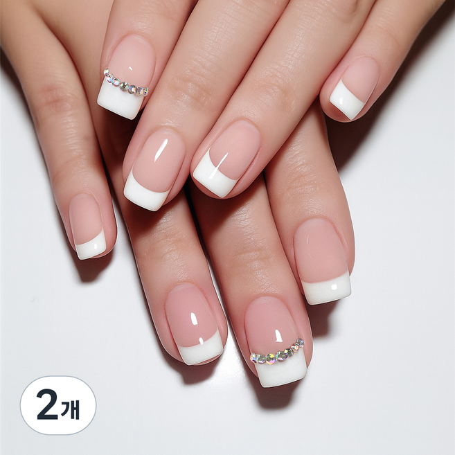 잇템샵 프렌치 컬렉션 롱 숏 디자인 네일팁, 오트리아, 2개