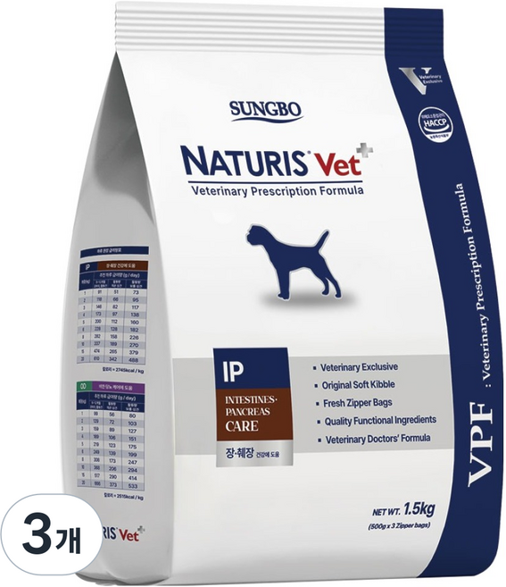 네츄리스 강아지 벳 장 IP 프리미엄 소프트 사료, 3개, 1.5kg, 닭+오리