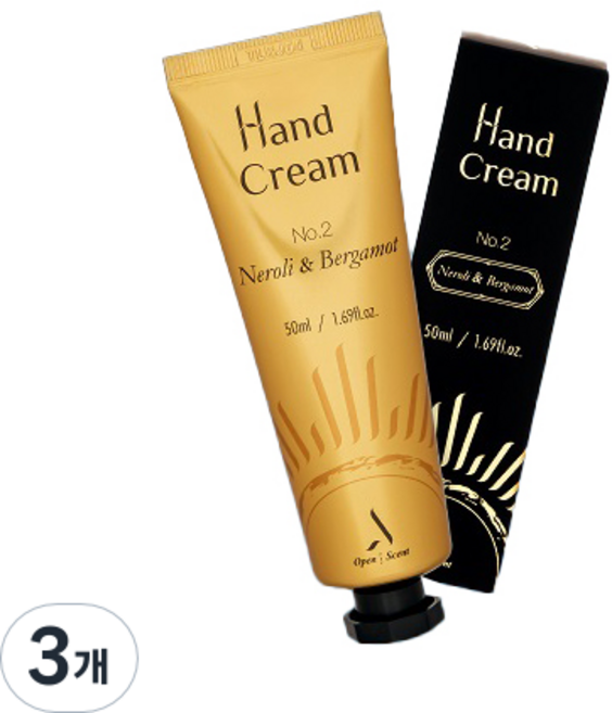 오픈더센트 퍼퓸 핸드크림 네롤리 & 베르가못, 50ml, 3개