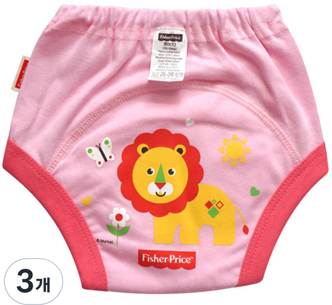 피셔프라이스 3중 방수 배변훈련팬티, 핑크, 3개
