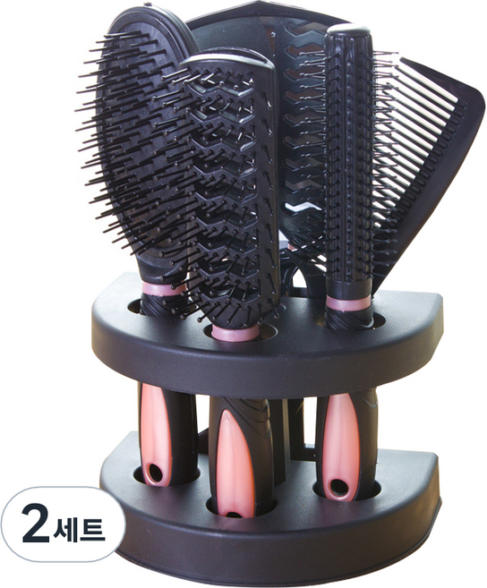 신신살롱 올인원 머리세팅 헤어빗 세트, 2세트, 핑크