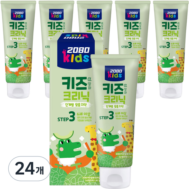 2080 키즈알파크리닉 3단계 치약, 80g, 24개