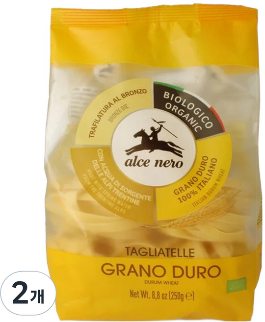 알치네로 유기농 파스타 탈리아텔레, 250g, 2개