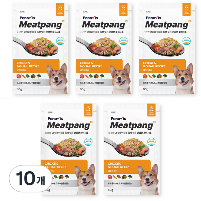 페노비스 전연령 강아지 미트팡 라이트&멀티케어 화식사료, 닭, 80g, 10개