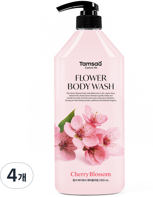 탐사 플라워 바디워시 체리블라썸, 4개, 900ml