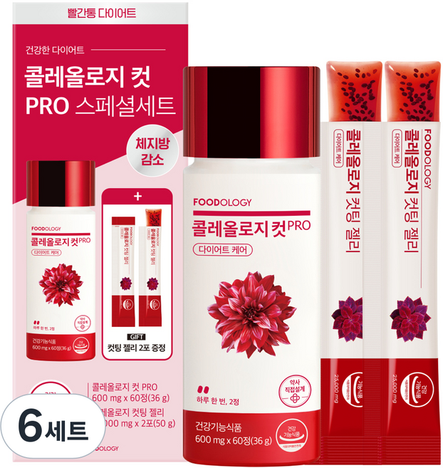 푸드올로지 빨간통 다이어트 콜레올로지컷 프로 스페셜 60p + 컷팅 젤리 2p 세트, 6세트