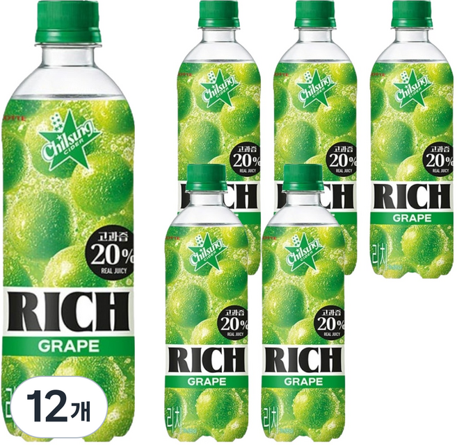 칠성사이다 리치 포도, 12개, 500ml