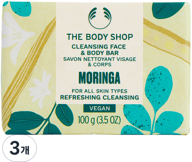더바디샵 클렌징 페이스 앤 바디 바 모링가, 100g, 3개