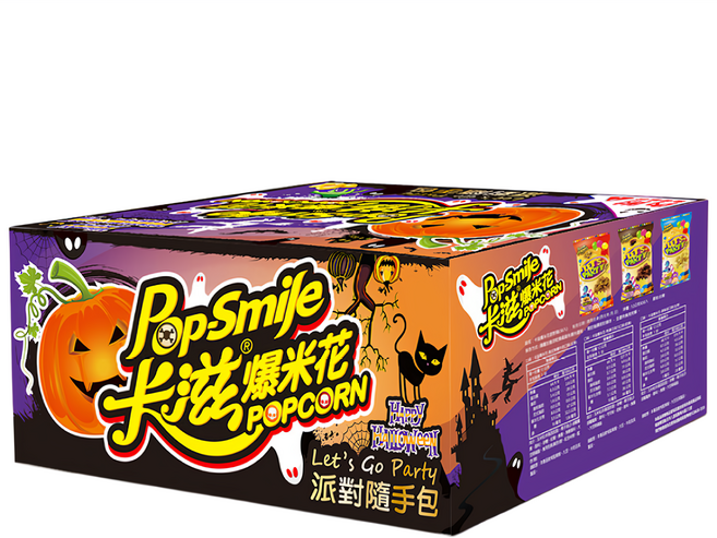 Pop-Smile 卡滋 爆米花萬聖派對箱 30包 隨機送搞怪面具, 360g, 1組