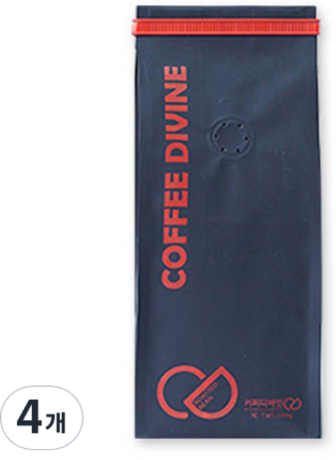 커피디바인 디카페인 브라질 원두커피 NY2-3, 200g, 홀빈(분쇄안함), 4개