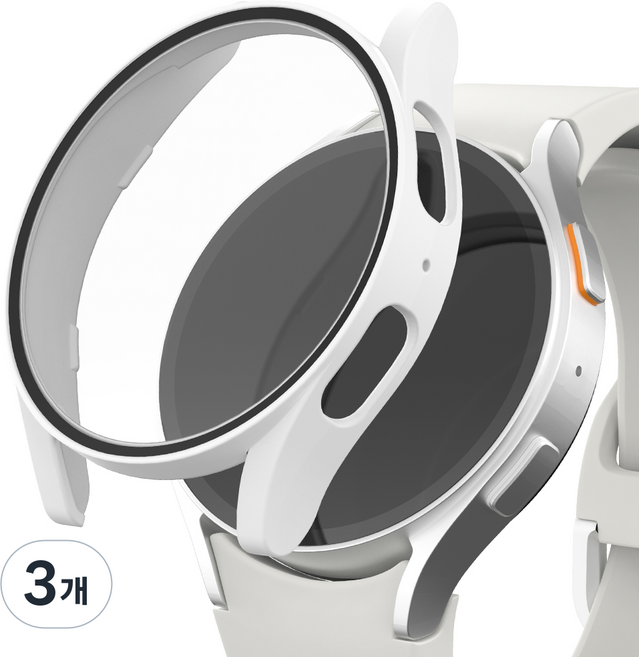 신지모루 풀커버 일체형 SF코팅 강화유리 액정보호 케이스, 화이트, 3개