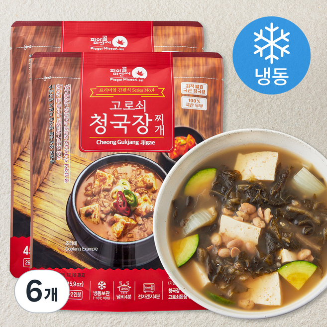 피아골미선씨 프리미엄 청국장찌개 (냉동), 450g, 6개