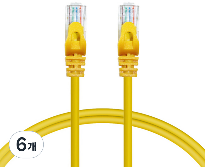 AVIVE 고급형 UTP CAT6 랜선 케이블, YELLOW, 6개, 5m