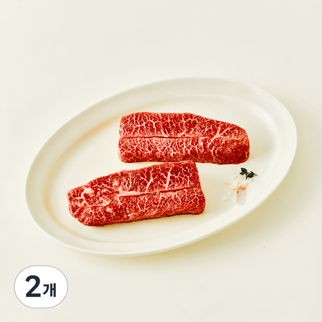 우미우 1++(9) 한우 암소 부채살 구이용 (냉장), 200g, 2개