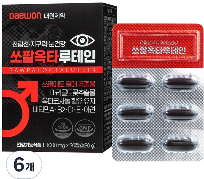 대원제약 전립선 지구력 눈건강 쏘팔옥타 루테인 30g, 30정, 6개