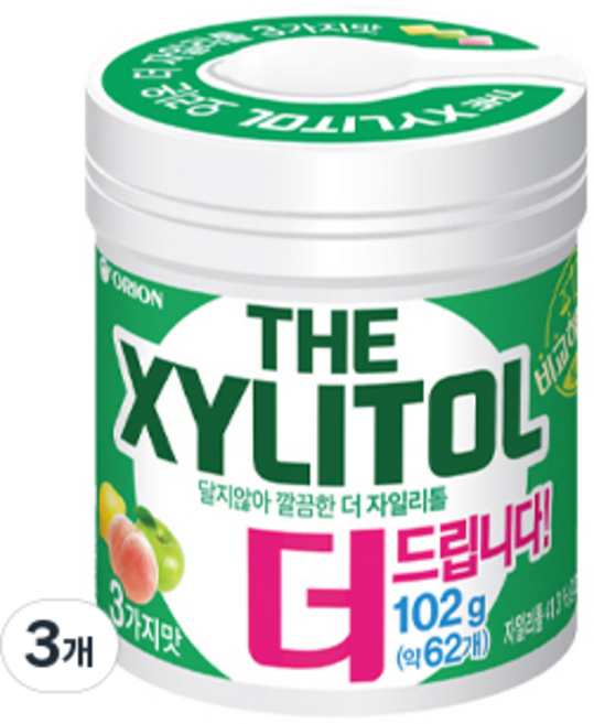 오리온 더 자이리톨 츄잉껌, 102g, 3개