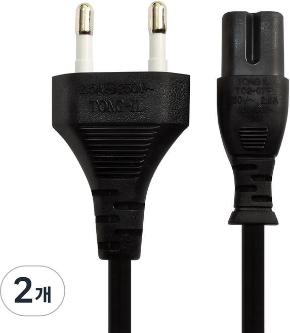 솔탑 국산 AC 8자 코드 전원 플러그 파워케이블 블랙 SOLTOP-015, 2개, 1m