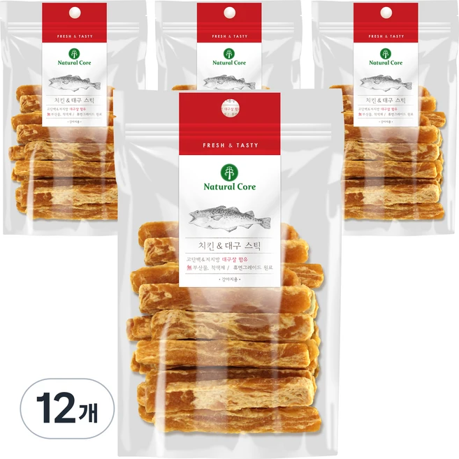 네츄럴코어 강아지 스틱 간식, 90g, 12개 - 쿠팡