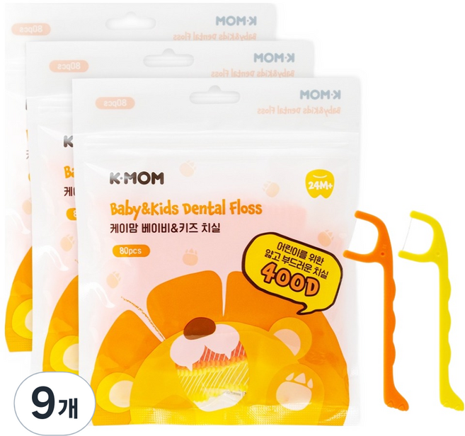 케이맘 베이비 키즈 치실, 7.5cm, 80개입, 9개