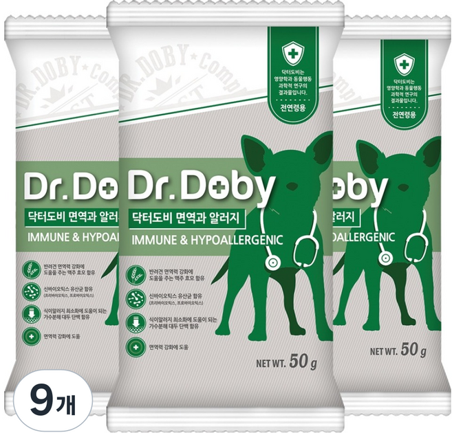 닥터도비 강아지 전연령 건식사료, 피부/피모+알러지, 50g, 9개