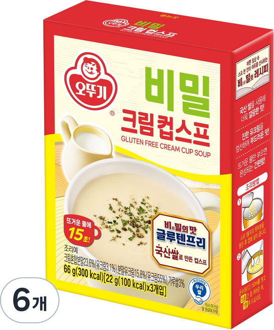 오뚜기 비밀 크림컵스프 3개입, 66g, 6개