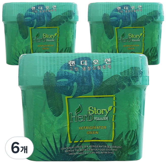 허브스토리 대용량 냉장고 탈취제 녹차젤, 260g, 6개
