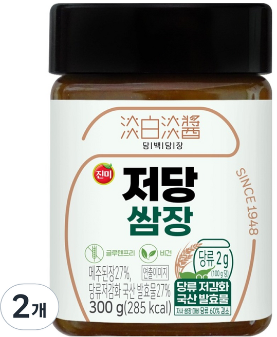 진미 담백담장 저당 쌈장, 300g, 2개