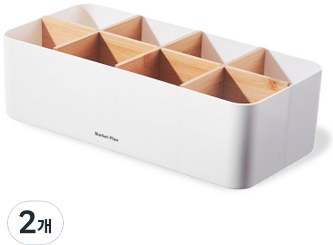 마켓플랜 우드앤화이트 칸막이 수납 정리함 8칸, 화이트, 2개