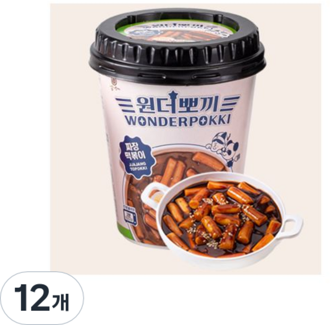 삼시오끼 원더뽀끼 짜장 컵 떡볶이, 120g, 12개