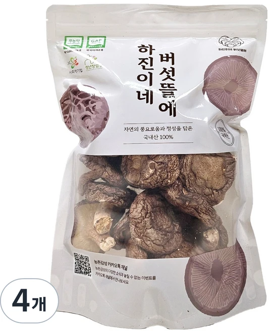 하진이네버섯뜰에 건조 표고버섯 통건조, 4개, 100g - 쿠팡