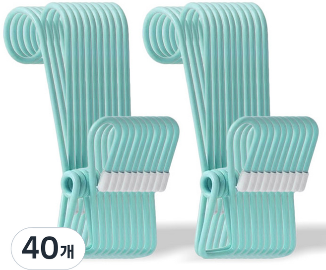 마켓플랜 봄봄 파스텔 컬러 후크 집게걸이, 민트, 40개