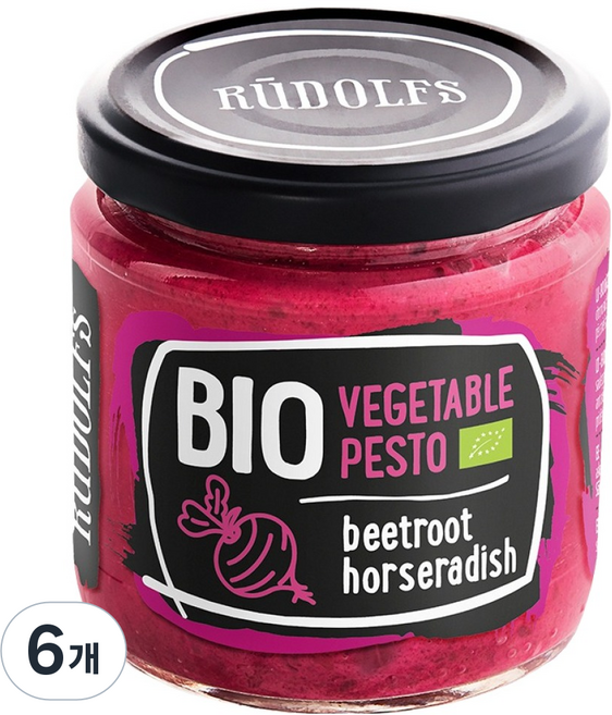 RUDOLFS 유기농 야채 스프레드 비트루트 호스래디시, 180g, 6개