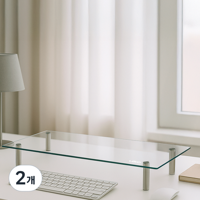 레토 강화유리 모니터받침대 LMS-G06, 혼합색상, 2개