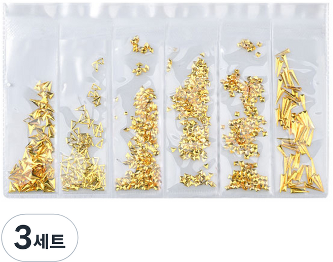 메이브라운 찡삼각 슬림네일파츠 6종세트, 골드, 3개