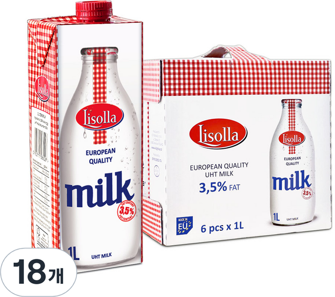 믈레코비타 리솔라 멸균우유, 1L, 18개