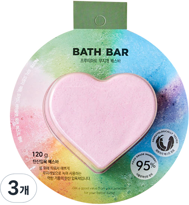 모던하우스 무지개 배스바 프루티 하트, 120g, 3개