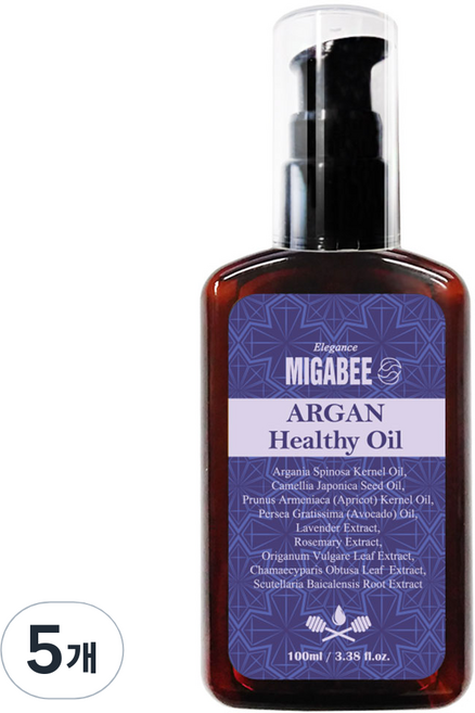 미가비 아르간 헤어오일 엘레강스, 5개, 100ml