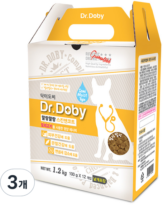 인터펫코리아 전연령 강아지 말랑말랑 스킨앤코트 소프트사료, 오리, 1.2kg, 3개
