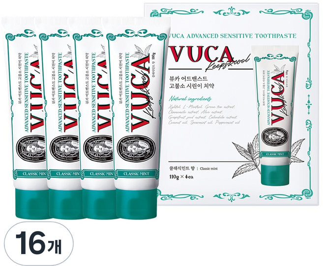 뷰카 어드밴스드 고불소 시린이 치약 클래식민트향, 110g, 16개